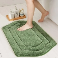 COSY HOMEER Extra Thick Bath Rugs for Bathroom - Anti-Slip Bath Linen Sets Mats Soft Plush 100% Strong Polyester Living Room Bedroom Water Absorbent(Green,20x32 - Inches)