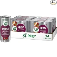 V8 +Energy Black Cherry Juice Energy Drink, 8 fl oz Can (24 Pack)