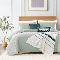 ROARINGWILD Twin Size Quilt Bedding Sets with Pillow Sham, Sage Green Lightweight Soft Bedspread Coverlet, Quilted Blanket Thin Comforter Bed Cover, All Season, 2 Pieces, 68x90 inches