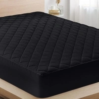 Utopia Bedding Quilted Fitted Mattress Pad (King), Elastic Fitted Mattress Protector, Mattress Cover Stretches up to 16 Inches Deep, Machine Washable Mattress Topper (Black)