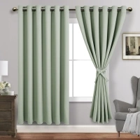 JIUZHEN Light Green Blackout Curtains with Tiebacks Thermal Insulated, Light Blocking and Noise Reducing Grommet Curtains for and Living Room, Set of 2 Window Curtain Panels, 70 x 72 Inch Length