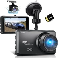 Miden S7 2.5K Dash Cam Front and Rear,64G SD Card,1600P+1080P FHD Dual Dash Camera for Cars,176°+160° Wide Angle,3.2