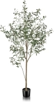 Faux Olive Tree 6ft - Artificial Olive Trees Indoor with Natural Wood Trunk and Realistic Leaves 6 Feet Tall Faux Tree Plant Fake Olive Tree for Home Office Decor Indoor