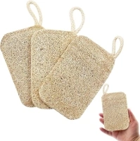 Natural Loofah Sponge Exfoliating Body Scrubber (3 Pack),Loofah Dish Sponge, Natural compostable loofah Plant, Shower Scrub, Remove Dead Skin loofah, Durable, Beige