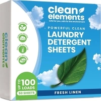 Laundry Detergent Sheets (100 Loads, 50 Sheet) Fresh Linen Scent, Eco Earth Friendly Clean Breeze, Non Toxic People Safe, Washing Travel Supplies, Liquidless Pod Home Soap Washer