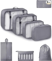 GRANNY SAYS 8 Set Grey Packing Cubes for Carry on Suitcase, Travel Bags Organizer for Luggage, Suitcase Organizer Bags Set, Travel Packing Cubes Luggage Organizer, Travel Essentials Travel Bag