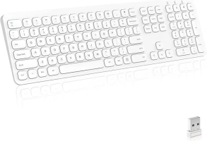 cimetech Wireless Keyboard, [Silent Scissor Switch Key] [Number Pad Numeric Keypad] Compact Full Size 2.4G Wireless Computer Keyboard for Windows, Computer, Desktop, PC, Notebook, Laptop, Mac - White