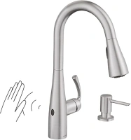 Moen Essie Spot Resist Stainless Touchless One-Handle Kitchen Faucet, Motion Activated Pull Down Kitchen Sink Faucet with Soap Dispenser, 87014EWSRS