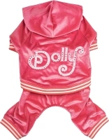 Doggy Parton Dolly Rhinestone Track Suit for Dogs - X-Large, Pink