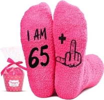 HAPPYPOP 66th Birthday Gifts Ideas for Women - Socks for 66 Year Olds, Best Gifts for 66 Year Old Woman In Dark Pink