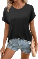 Beluring Womens Shirts Short Cap Sleeve Crew Neck Summer Basic Casual Loose Tops Tees