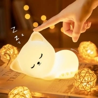 Night Light for Kids Lamp Cute Lamp, 16 Colors+Tap+Silicone Kids Night Light for Kids Night Light,USB Rechargeable Cat Night Lights for Kids Room,Girls Bedroom Decor Cat Decor Nightlight for Kids Room