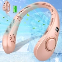 Neck Fans that Blow Cold Air,Foldable Neck Fan Rechargeable,Portable Neck Fan Rechargeable Wireless Mini Headphone Personal Neck Fan,Bladeless Neck Fan for Mothers Day Fathers Day Birthday Gifts Pink