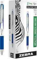 Zebra Pen Z-Grip Flight Retractable Ballpoint Pen, Bold Point, 1.2mm, Blue Ink, 12-Count