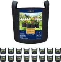 JERIA 16-Pack 7 Gallon Grow Bags, Heavy Duty Thickened Nonwoven Fabric Pots Container with Reinforced Handles, Vegetable/Flower/Plant Grow Pots Come with 16 Pcs Plant Labels