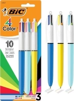 BIC 4-Color Original and Fashion Retractable Ball Pens, Medium Point (1.0mm), 3-Count Pack, Retractable Ball Pen With Long-Lasting Colorful Ink