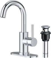 FORIOUS Chrome Bathroom Faucet Single Handle, Wet Bar Sink Faucet Single Hole, Chrome Faucet for Bathroom Sink 1 Hole with cUPC Cupply Line, Polished Chrome Bathroom Faucet 3 Hole with Deck Plate