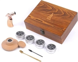 Cocktail Smoker Kit with Torch,High-End Set Old Fashioned Cocktail Kit for Whiskey with Wooden Box for Storage,4 Flavors of,Unique Gift for Men, Fathers,Friends and Elders. (No Butane)