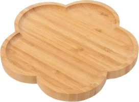 Hemoton Wood Serving Tray Flower Shaped Dessert Plate Food Tray Dinner Plate Serving Platter Appetizer Plates for Steak Fish Seafood Cooking Baking Yellow