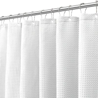 Easy-Going Waffle Textured Shower Curtain, Heavy Duty Thick Fabric Shower Curtain with Magnets and 12 Free Rust-Proof Metal Hooks, 72Wx72H, White