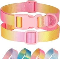 Didog Adjustable Dog Collars for Large Dogs, Smooth & Lightweight Nylon Girl Pink Dog Collars with Safety Quick-Release Buckle for Boy & Girl Dogs, Pink, L