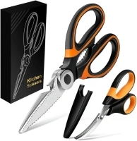 2Pcs Kitchen Scissors,Kitchen Shears,All Purpose Heavy Duty Meat Scissors Poultry Shears,Seafood Scissors, Dishwasher Safe Food Cooking Scissors Stainless Steel Utility Scissors,Kitchen Utensils