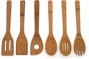 Lipper International 826 Bamboo Wood Kitchen Tools in Mesh Bag, 6-Piece Set