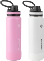 ThermoFlask 24 oz Double Wall Vacuum Insulated Stainless Steel 2-Pack of Water Bottles, Strawberry/Arctic White