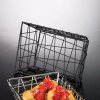 American Metalcraft BZZ95B Small Rectangular Metal Wire Zorro Bread Basket, 9" L x 6" W, Black