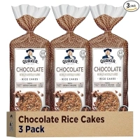 Quaker Large Rice Cakes, Chocolate, 7.23 oz Bags, (3 Pack), Gluten Free, Whole Grain, No Added Colors