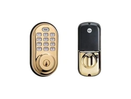 Yale Security Electronic Push Button Deadbolt Fully Motorized with Zwave Technology, Polished Brass