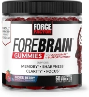 Force Factor Forebrain Gummies Nootropic Brain Support Supplement for Memory and Focus, Brain Vitamin with COGNIGRAPE and Huperzine A, Focus Gummies to Support Recall and Sharpness, 60 Gummies