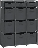 12 Cube Closet Organizers And Storage | Includes All Storage Cube Bins | Easy To Assemble Closet Storage Unit With Drawers | Room Organizer For Clothes, Baby Closet Bedroom, Playroom, Dorm (Dark Grey)