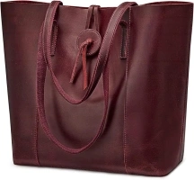 S-ZONE Vintage Genuine Leather Tote Bag for Women Large Shoulder Purse Handbag