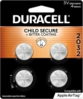 Duracell 2032 Lithium Battery. 4 Count Pack. Child Safety Features. Compatible with Apple AirTag, Key Fob, and other devices. CR2032 Lithium 3V Cell. 2032 Battery, Lithium Coin Battery