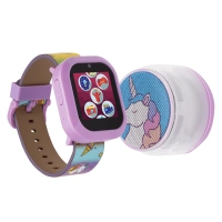 iTech Jr Kids Girls Unicorn Silicone Strap Smartwatch and Glow In The Dark Bluetooth Speaker