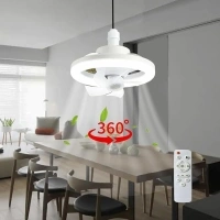 Socket Ceiling Fan with Light，360° Rotating Ceiling Fan with Lights and Remote，E27 10 in Small Ceiling Fan with Remote 3 Colors and 3 Wind Speeds for Bathroom/Bedroom/Small Room//Kitchen