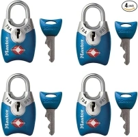 Master Lock 4689Q TSA Approved Luggage Lock, 4 Pack, Colors May Vary