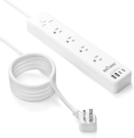 BN-LINK 1875W Surge Protected Power Strip with PD 20W Fast Charging USB-C, 5 FT Flat Plug Extension Cord, 4 Outlets & 4 USB Ports, Overload Protection, Wall Mount, for Home,Office, ETL Listed, 1200J