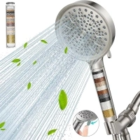 Cobbe Filtered Shower Head with Handheld, 6 Spray Modes, Water Softener Filters - Remove Chlorine, Reduce Dry Skin - Brushed Nickel