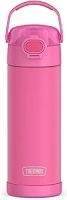 THERMOS FUNTAINER 16 Ounce Stainless Steel Vacuum Insulated Bottle with Wide Spout Lid, Neon Pink