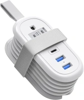 BEVA Cruise Power Strip, Cruise Approved Outlet with USB Ports, Non Surge Protector, 4FT Short Extension Cord 2 Outlets 3 USB Ports(1 USB C), Travel Cruise Outlet Adapter(3.4A Charge White)