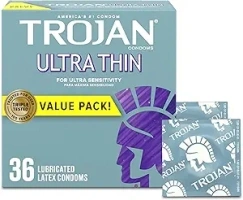 TROJAN Ultra Thin Lubricated Condoms, 36 Count, America