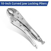 Deli 10-inch Curved Jaw Locking Pliers, Vice Grips Plier with Wire Cutter, Locking Adjustable Vise Grips for Clamping Twisting Welding