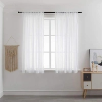 Sheer Curtains, Smooth and Soft Rod Pocket Filmy Curtains Weaken Sunlight, 42 inch Wide by 63 inch Length, Set of 2 Panels, White