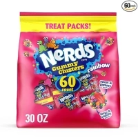 NERDS Gummy Clusters, Candy Treat Packs, Rainbow, Crunchy and Gummy, Back To School Sweet Treat, 30 oz (60 ct)