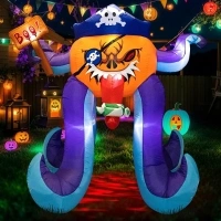 Halloween Inflatables Yard Decorations Octopus Pumpkin with Candy Holder- 5.5 FT Halloween Outdoor Decorations with Build-in LED - Halloween Blow up Decoration for Indoor Outdoor Party Garden Lawn