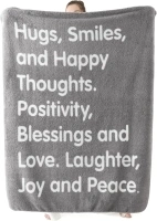 Bedsure Healing Blanket- After Surgery Blanket with Inspirational Words Get Well Gifts for Women Men Thinking of You Gifts Soft Fleece Hug Blanket Grey 50x60 Inch