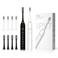 2 Pack Sonic Electric Toothbrush, 6 Modes 42000vpm Rechargeable Toothbrush, Built-in 2 Minute Timer, 8 Brush Heads (Black+White)