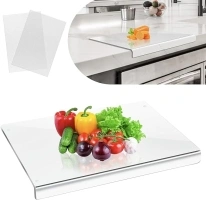 Clear Acrylic Cutting Board with Counter Lip - 17 x 13 Inch Clear Cutting Board for Countertop with Lip, Acrylic Countertop Protector for Cutting Food